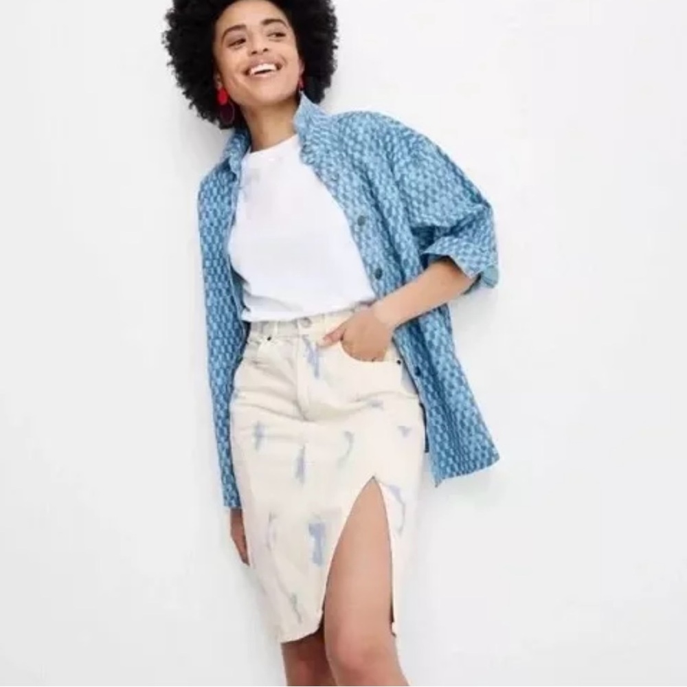 Future Collective Gabriella Karefa-Johnson High-Rise Midi Denim Skirt Size 4